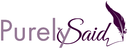 Text logo with the words 'Purely Said' and a feather illustration.